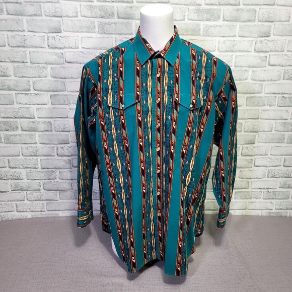 Panhandle Slim Mens 2XL Southwestern Geo‎ Pattern Western Pearl Snap Button Up - Picture 1 of 9